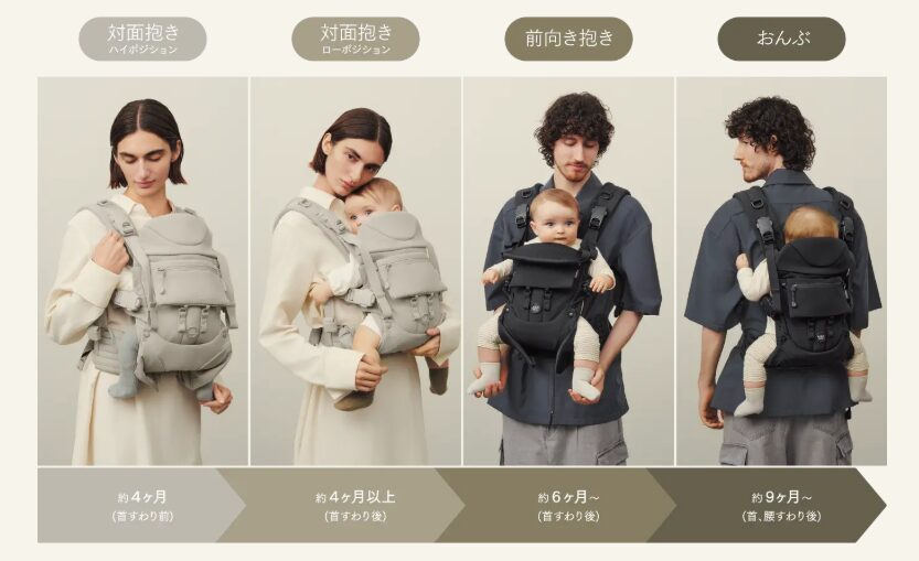 エアバギーの抱っこ紐4パターンの使い方