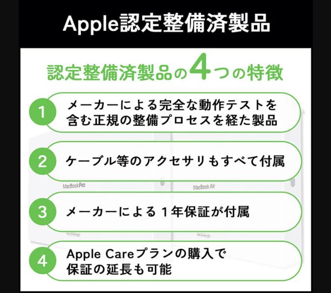保証付き整備品Macbook