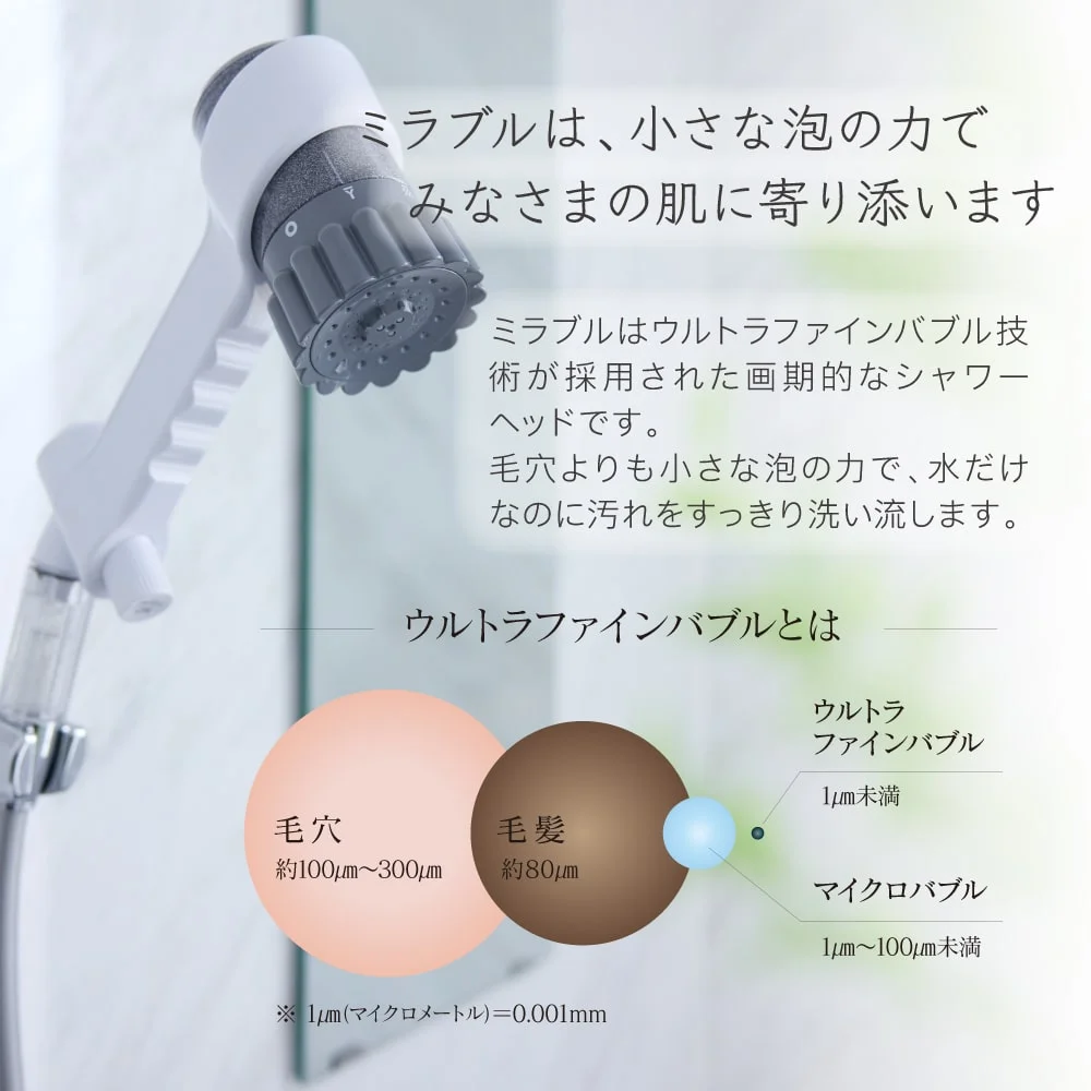 ミラブルゼロのシャワーは毛穴の奥にまで届く