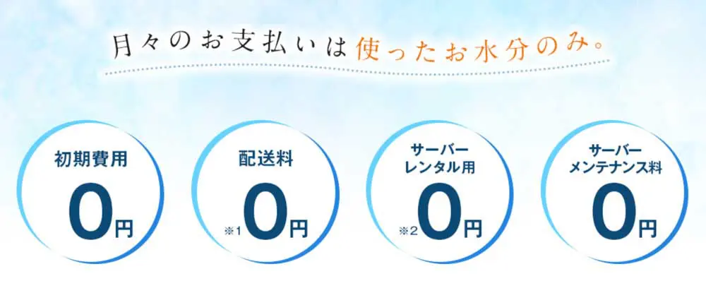 信濃湧水ウォーターサーバー、手数料の説明写真