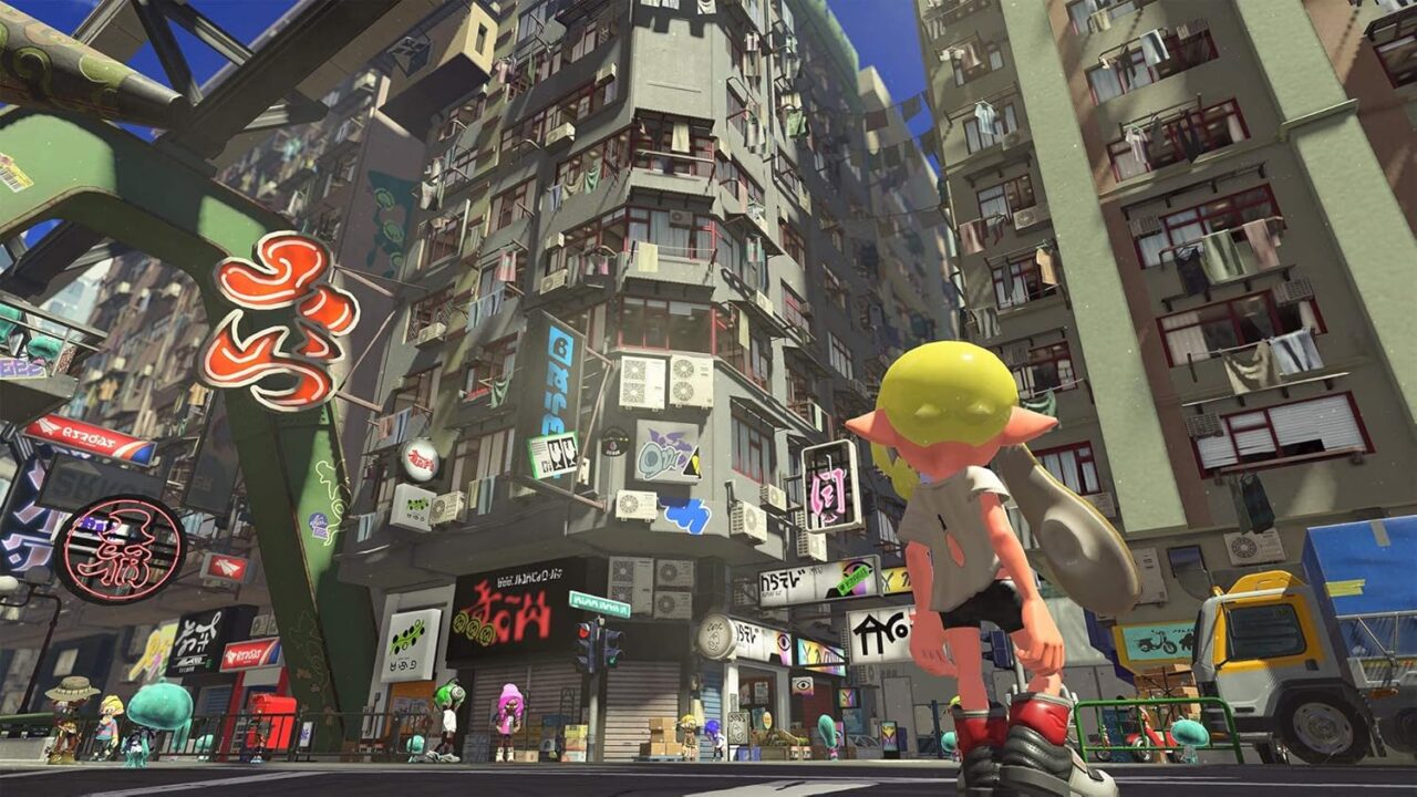 スプラトゥーン３　街の中に立つキャラクター